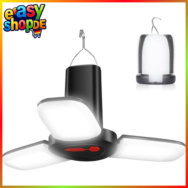 Campinglampe Led Tragbar Faltbar Aufladbar Dimmbar 3 Leuchtmodi Schwarz Outdoor-image