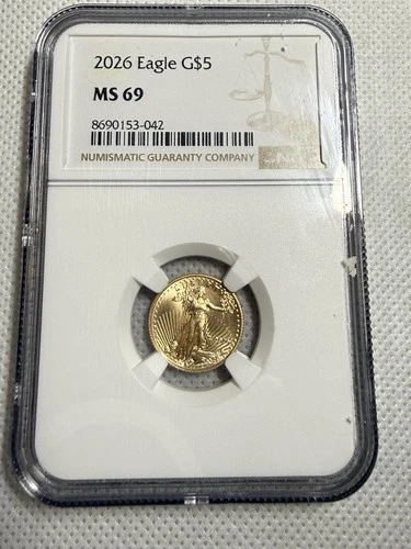 2026 $5 Gold Eagle 1/10 oz .9999 Fine Gold NGC MS69
