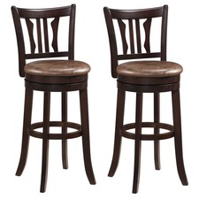 30  Bar Height Swivel Bar Stools Set of 2 w/Back  Faux Leather Seat