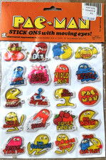 Vtg 80s Pac-Man Stick Ons Puffy Stickers Goog...