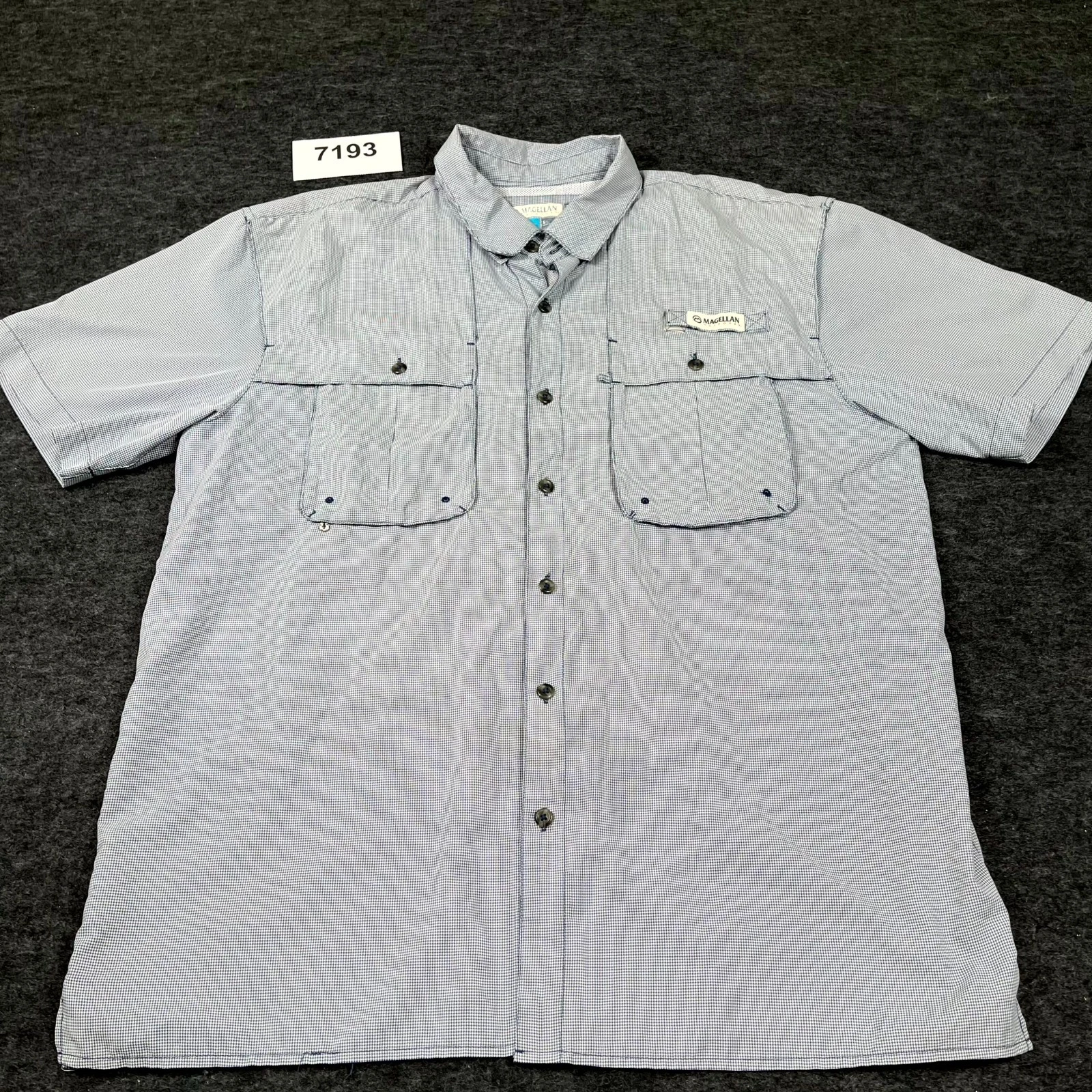 Magellan Outdoors Fishing Shirt Mens Large Black White Houndstooth Relaxed Fit