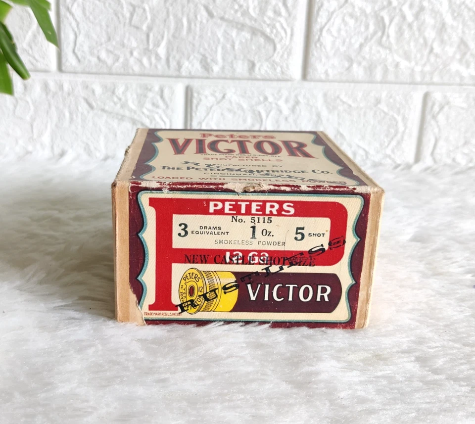 Vintage Peters Victor Cartridge Paper Shot Shell Advertising Cardboard Box USA - Image 3 of 4