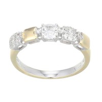 Cavill Sterlingsilber Ring Goldplattiert WeißEr Topas 0,42Ct Damen Schmuck