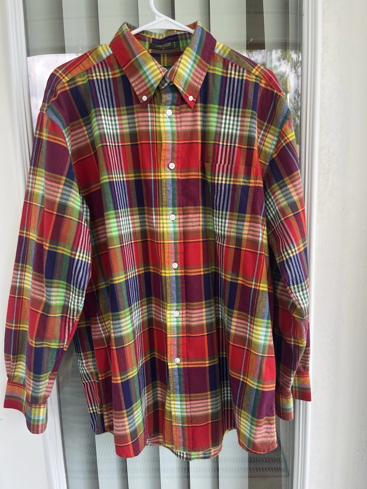 Orvis Signature Collection Long Sleeve Button Shirt L Plaid Check Outdoor Mens