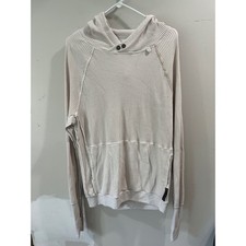 Aritzia TNA Waffle Knit Hoodie Cream Beige Thermal Pullover Thumbholes Medium