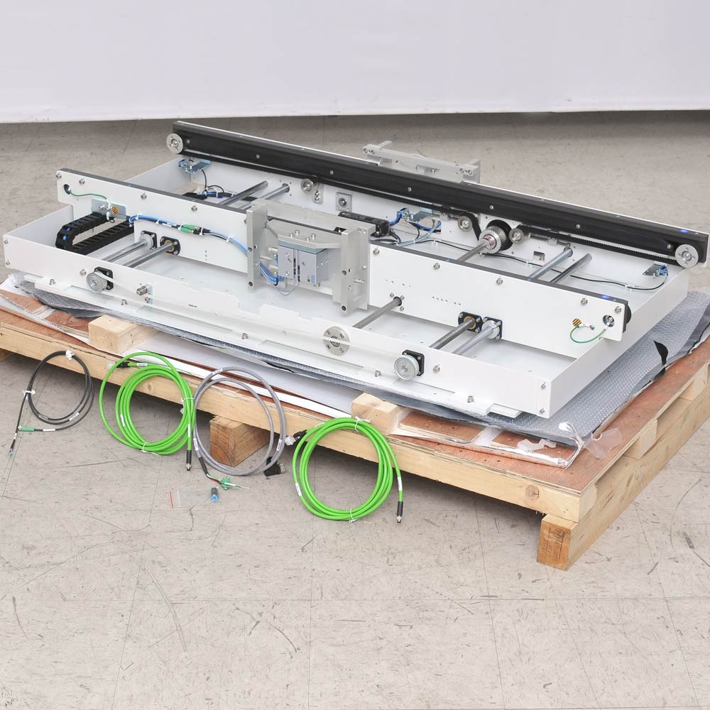 NEW 1.4m Open-Center 1" Edge Belt Conveyor with Servotronix Motor, Adjustable
