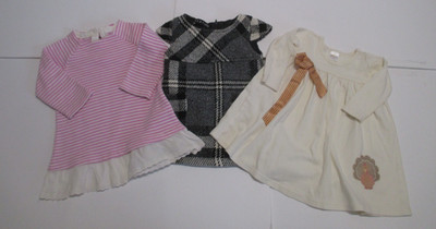3 INFANT GIRLS ELSY GYMBOREE TESA BABY PINK BLACK IVORY DRESS SZ 6 & 6-12 MONTH