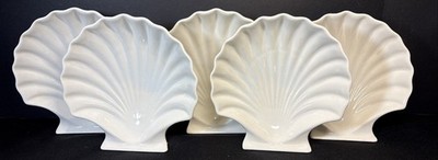 Lot of 5 VTG White Shell Dish Porcelain Nautical Beach Plates Oven Proof Japan