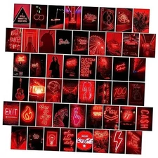 LCLAIDYDY 50PCS Neon Wall Collage Kit Aesthetic Pictures,Dark Room Decor Red
