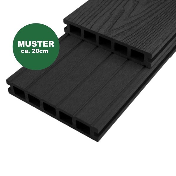 Muster Wpc Terrassendiele Woodomykonos Anthrazit - 25 X 145 Mm - 3D OberfläChe-image