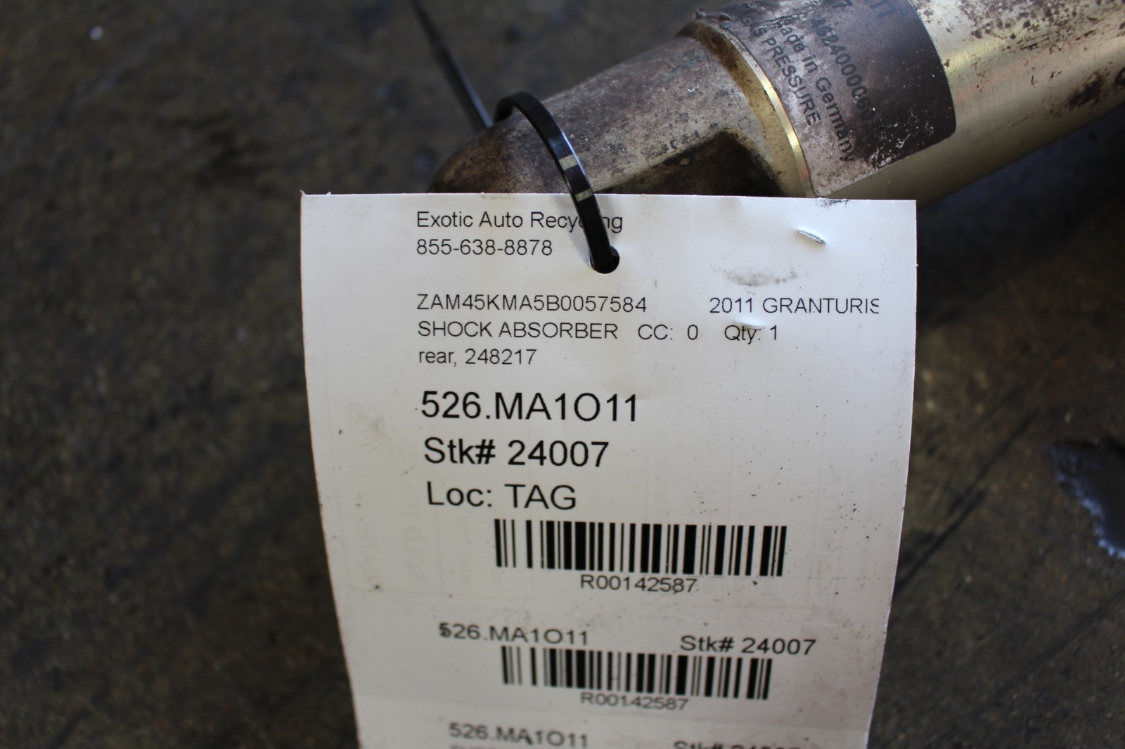 Maserati Granturismo, Rear Shock Assembly / Strut Absorber, Used,  P/N 248217