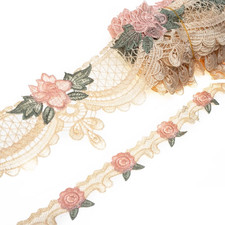 30 Yards Embroidery Lace Trim Floral Lace Design Ribbon Sewing for DIY Handmade