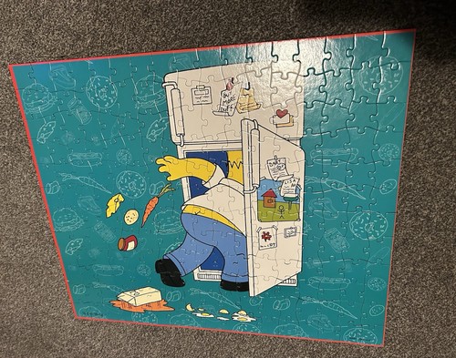 The Simpsons Puzzle Jigsaw 200 Pieces Double Sided Homer in Fridge 19”x22” 1998 - Picture 6 of 6