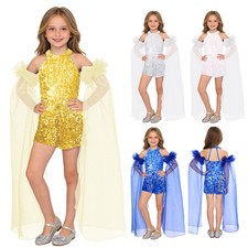 Kids Girls Romper Flower Girl Toddler Playsuit Glitter Jumpsuit Dance Costume