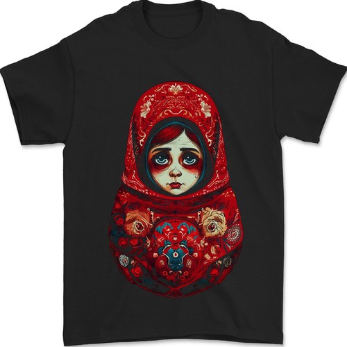 T-shirt Matryoshka Rouge – Poupée Gigogne Russe, Fleurs, Culture Russe, Coton, Manches Courtes, Souvenir