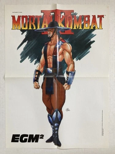 MORTAL KOMBAT III 3 KUNG LAO EGM2 1992 PROMO POSTER JOHN TOBIAS VTG VIDEO GAME