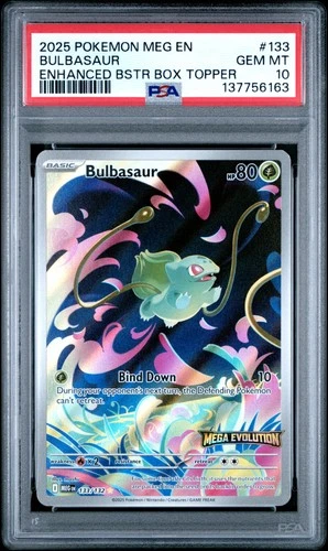 2025 POKEMON MEG EN-MEGA EVOLUTION ENHANCED BOOSTER BOX TOPPER BULBASAUR PSA 10