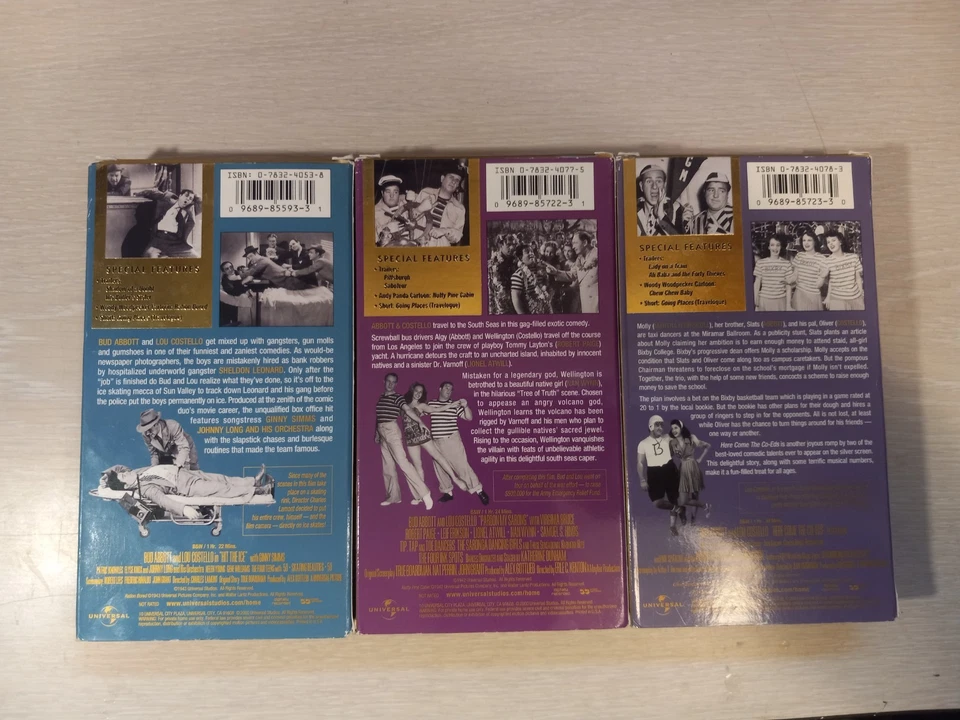 Abbott and Costello Comedy Legends VHS Lot of 3 Hit the Ice, Sarong, Co-Eds - Image 3 of 4