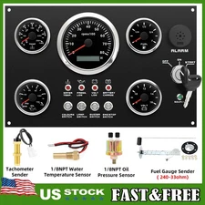5 Gauge Set with Instrument Panel 0-8000RPM With Sensor For Marine Boat Yacht US