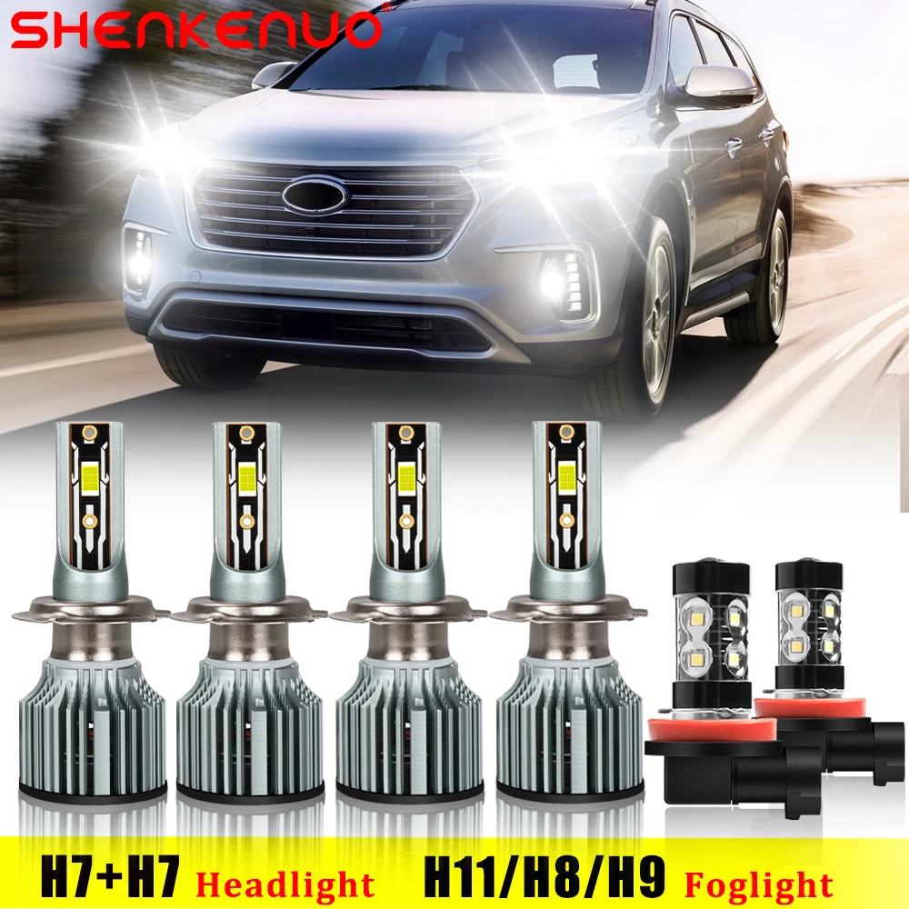 For Hyundai Santa Fe Sport Utility 2017-2019 LED Headlight & Fog Light Bulbs Kit