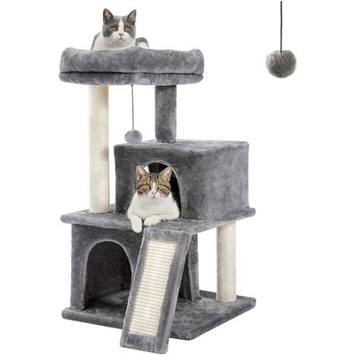 Gemütlicher Katzenbaum mit interaktivem Spielzeug - Ideal für Ihr Stubentiger