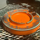 Royal Haeger 1970s Seminole orange glaze ashtray Alrun Guest lava glaze textured