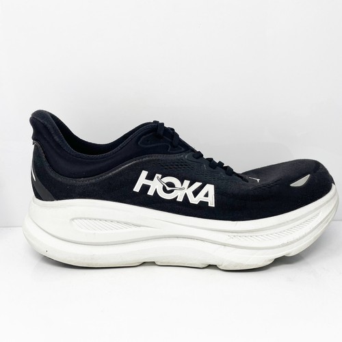 Hoka One One Mens Bondi 9 1162015 BWHT Black Running Shoes Sneakers Size 12 4E