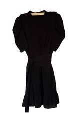 Structured Sleeve Black Belt Waist Shift Dress Size Medium