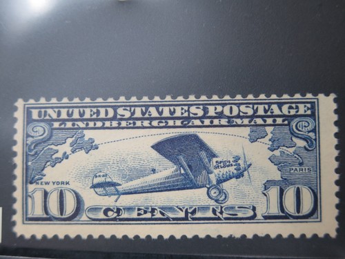 Sello de Estados Unidos correo aéreo Scott# C10 1927 10c Lindbergh ¡En estado bastante bueno no usado! - Imagen 3 de 3