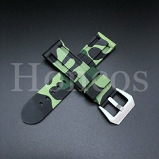 24mm Camouflage D/Green Rubber Strap Band Replacement Fits for Panerai Military