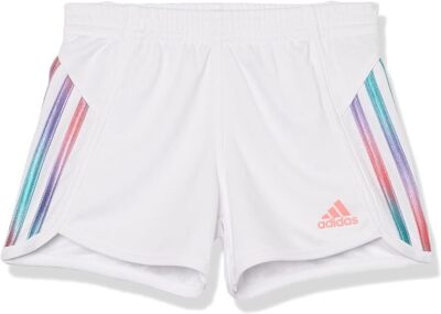 Adidas Girls' 3 Stripe Mesh Shorts - White/Pastel