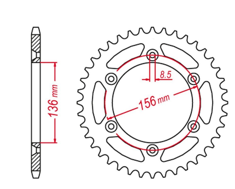 Couronne arrière Husqvarna TE TC 48 dents couronne aluminium Ergal 82048 pas 520