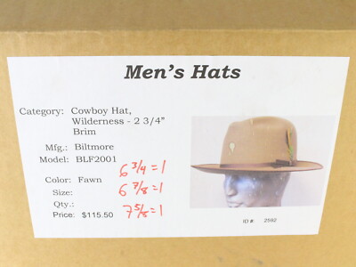 Biltmore Wilderness Collection Mens Fawn Brown Felt Cowboy  display picture 1