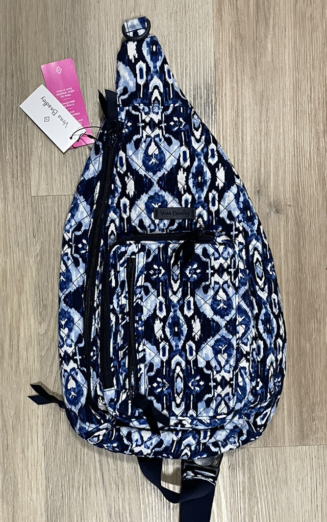 VERA BRADLEY Blue Ikat Island Full Size Sling Backpack  display picture 1