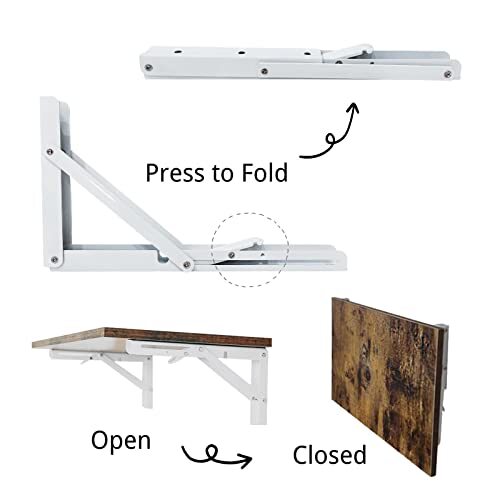 2Pcs Folding Bracket Heavy Duty, Stainless Steel Folding Shelf Bracket Collapsible Shelf Bracket Folding Shelf Brackets Heavy Duty Stainless Steel Collapsible Shelf Bracket Wall Mounted
