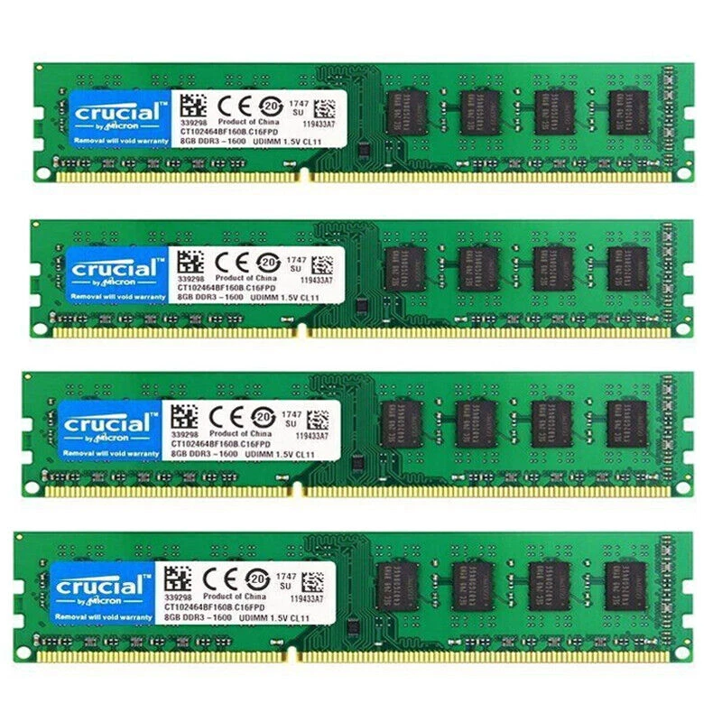 CRUCIAL DDR3 1600MHz 4x 8GB 32GB PC3-12800 Desktop Memory RAM 240pin DIMM 1.5V - Image 4 of 4