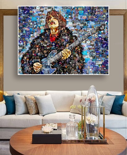 Art Collage Poster Print George Harrison (2) Made Out Of Music Albums 1960-70th - Picture 2 of 10