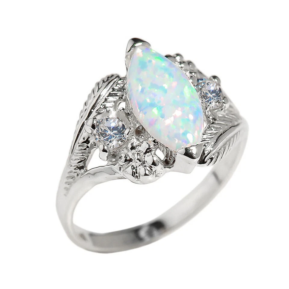 Gold Marquise Opal Gemstone Ring (Available in Yellow/Rose/White Gold) - Image 3 of 3