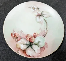 Antique 1906 PL Limoges France Hand Painted Porcelain Plate, Ø7.2", Blackberry