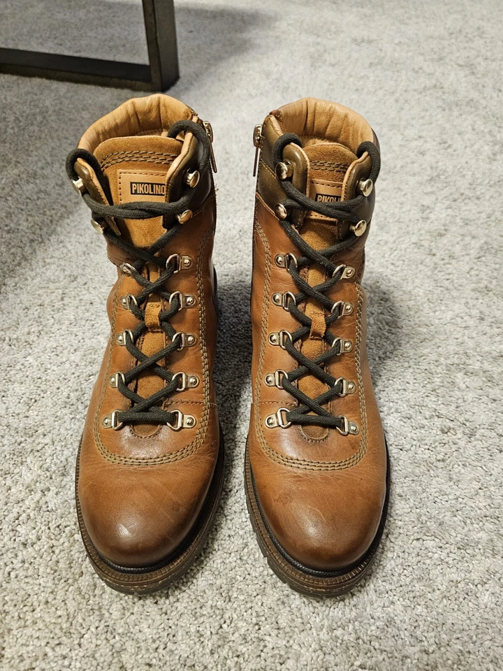BOTA DE CUERO PARA MUJER PIKOLINOS, talla 40 marrón estilo Crowgirl cómoda senderismo Foto 4 de 4