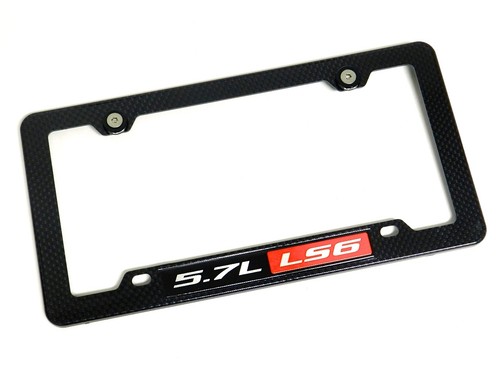 5.7L LS6 CARBON FIBER LOOK LICENSE PLATE FRAME W/ 2 BLACK WASHERS & BOLTS - Picture 2 of 5