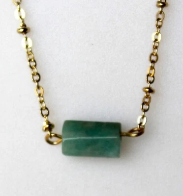 Amazonite Verte de 5,50 ct - Collier Acier Inoxydable Doré - Photo 1/4