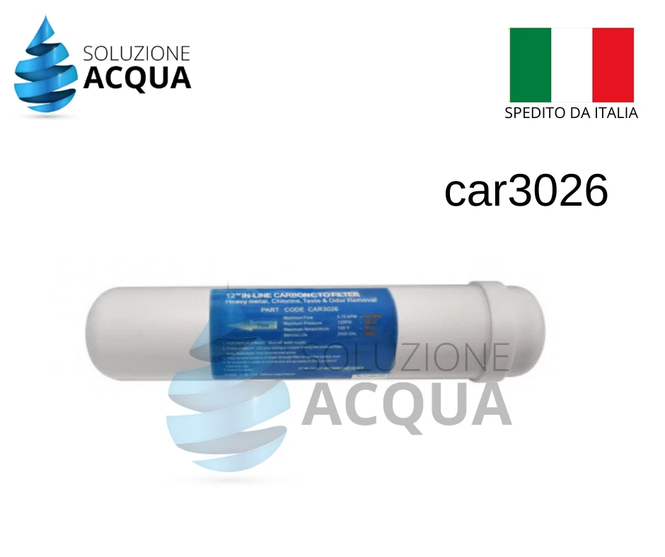 SOLUZIONE ACQUA FILTRO IN LINEA CARBONE ATTIVO CTO FILTER 12" CAR 3026