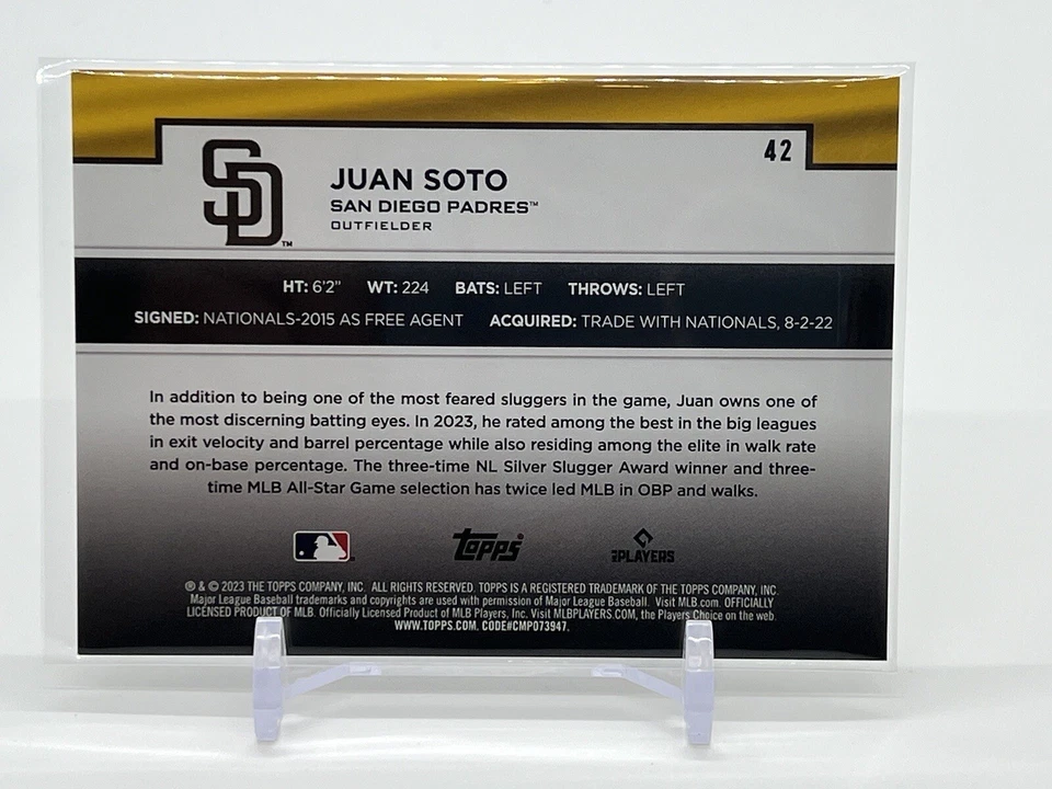 2023 Topps Baseball Flagship Collection Juan Soto #42 San Diego Padres Exclusive - Image 2 of 2
