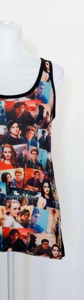 Riverdale Graphic Photo Racerback All Over Print Tank Top Black Multicolor Small Foto 3 de 4