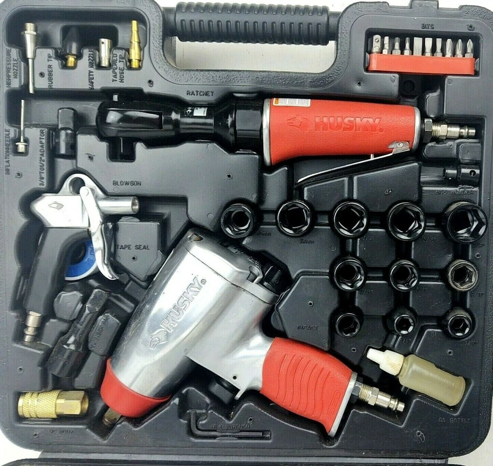 Juego de herramientas Husky Air 1/2" llave de impacto 3/8" trinquete zócalos brocas etc. Foto 2 de 4