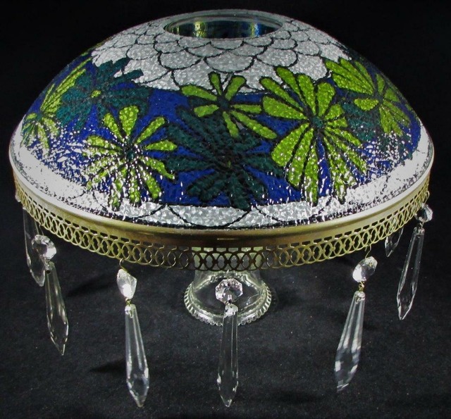 Retro Textured Glass Table Lamp Shade 70s Hippie Flower Child 2 15/16