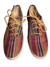 Vintage 1990's Retro Keds Woven Canvas Sneaker Mulitcolor Striped Size 7.5