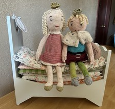 MAILEG PRINCESS THE PEA SET -BED, CROCHETED PRINCESS PRINCE MATTRESSES