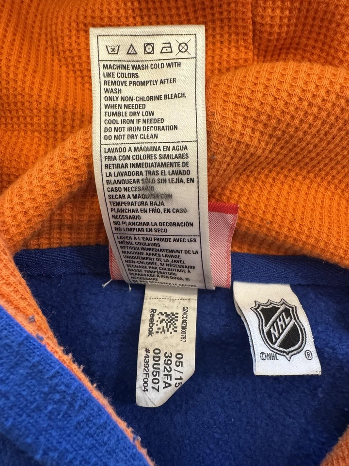 New York Islanders Hoodie Mens Large Blue NHL Hockey Pullover Reebok Face Off - Image 3 of 4
